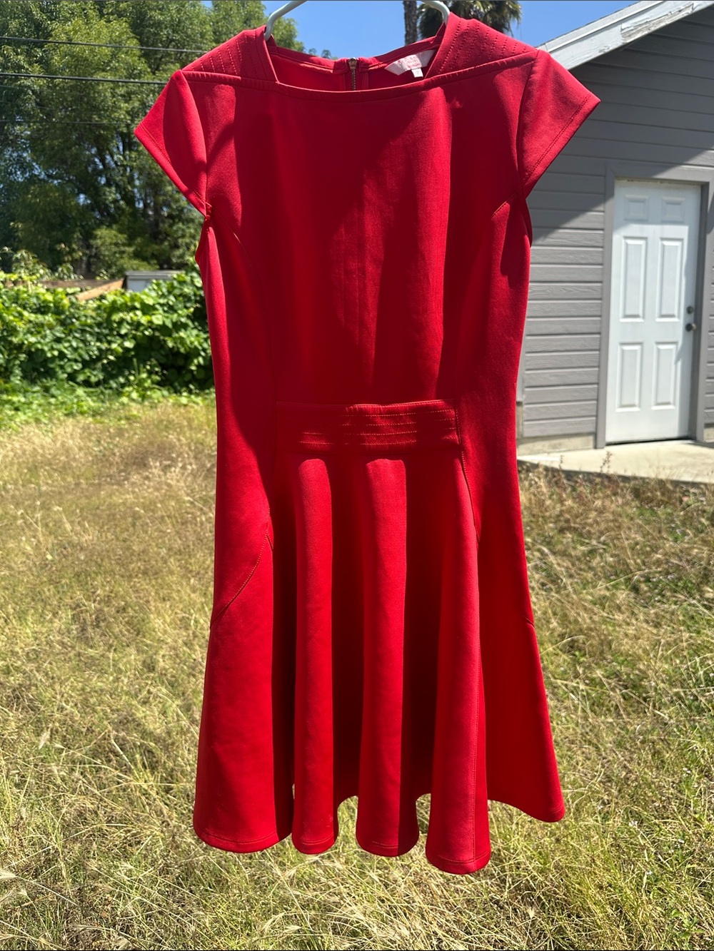 Ted Baker Red Fit-and-Flare Cap-Sleeve Dress